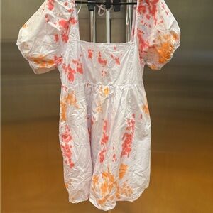 Draper James White Mini Dress with Orange and Pink Accents NWOT